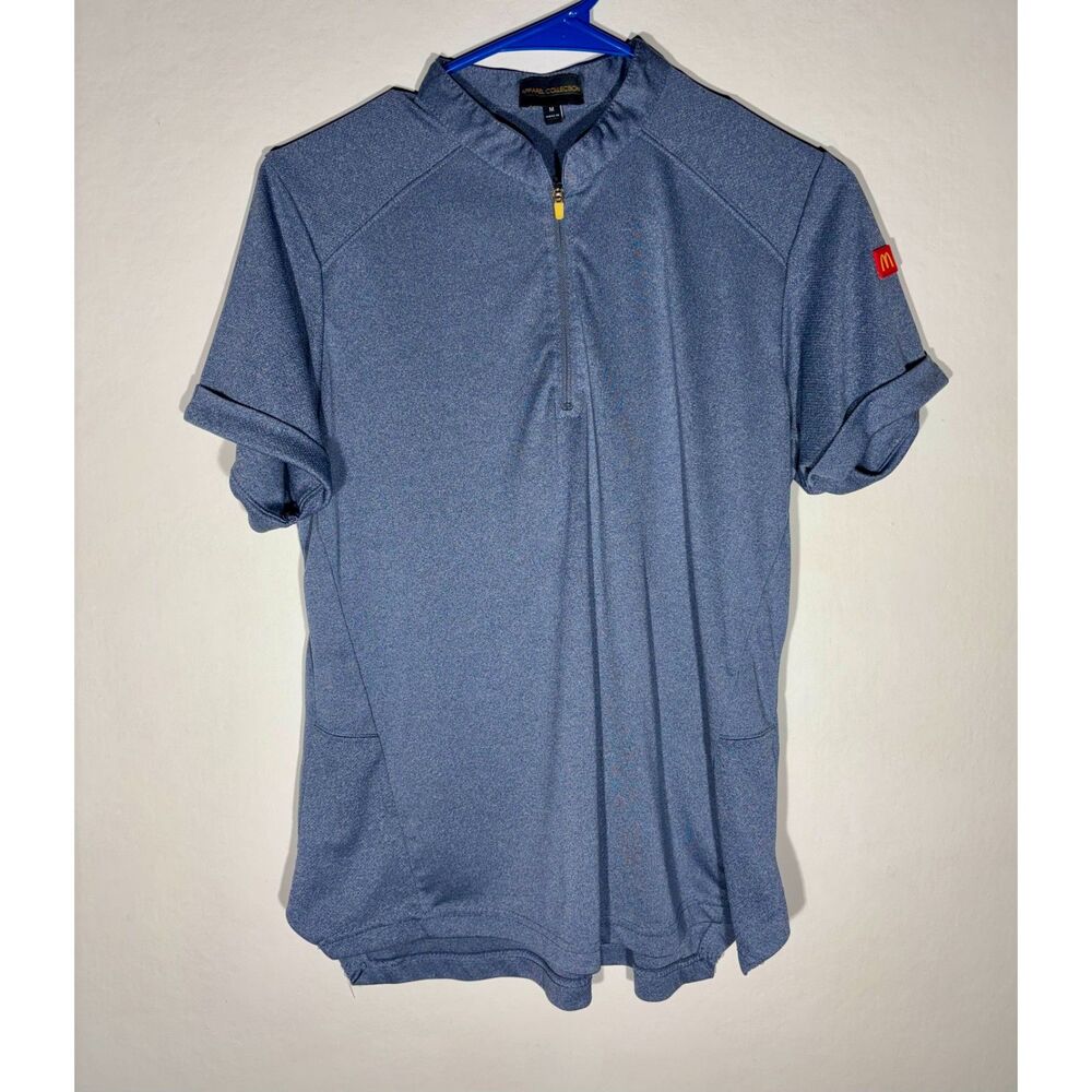McDonald’s Employee Uniform Shirt Medium Blue Quarter Zip by Apparel Collection